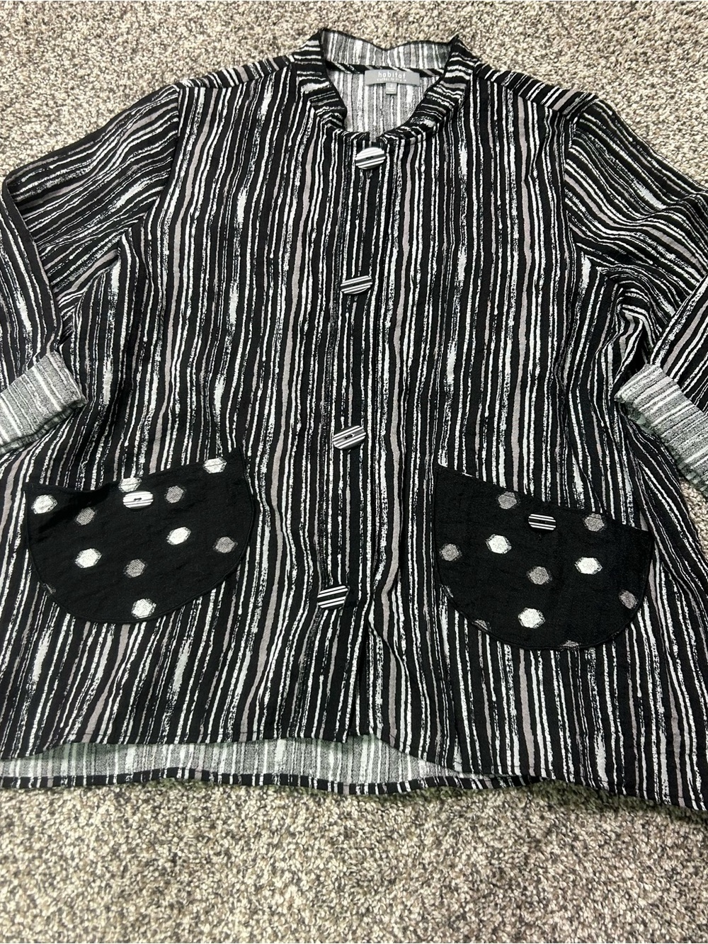Habitat Clothes to Live in Button Up Tunic Shirt Size S Art to Wear 3/4 Sleeves